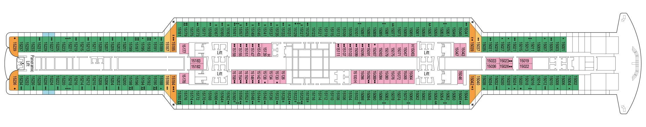 Планы палуб MSC Seaview: Палуба 15