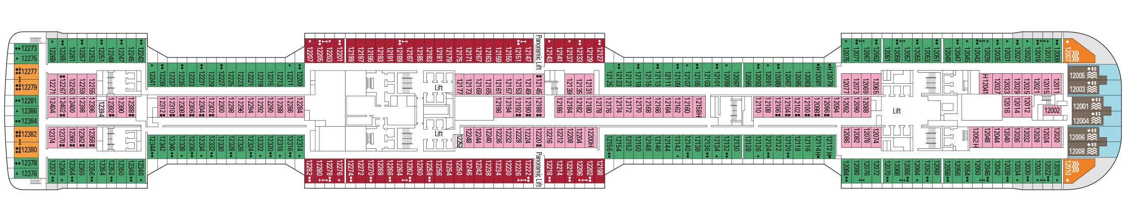 Планы палуб MSC Virtuosa: Палуба 12